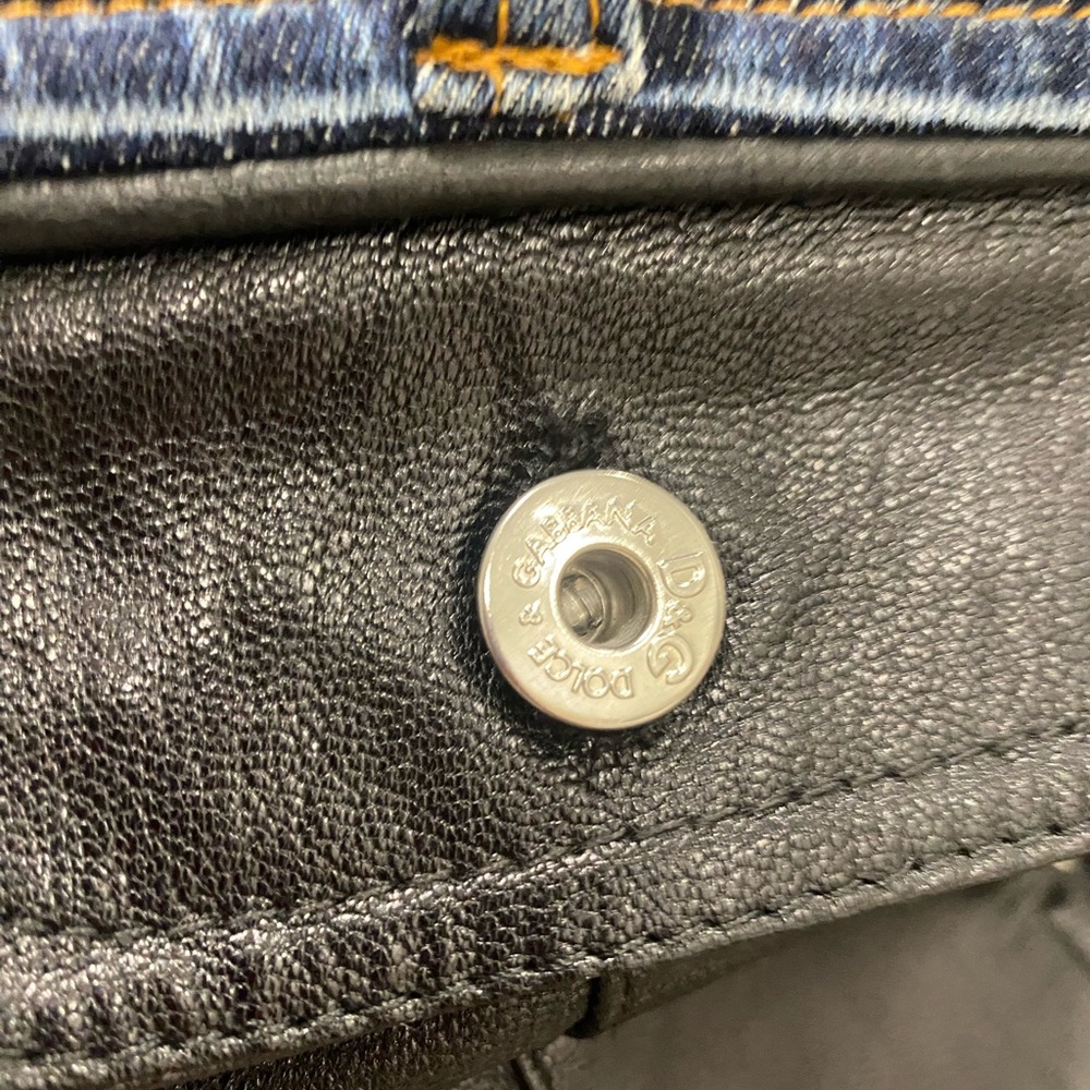 Vintage 90’s D&G Blue Denim and Black Leather Dress - Picture 5 of 16